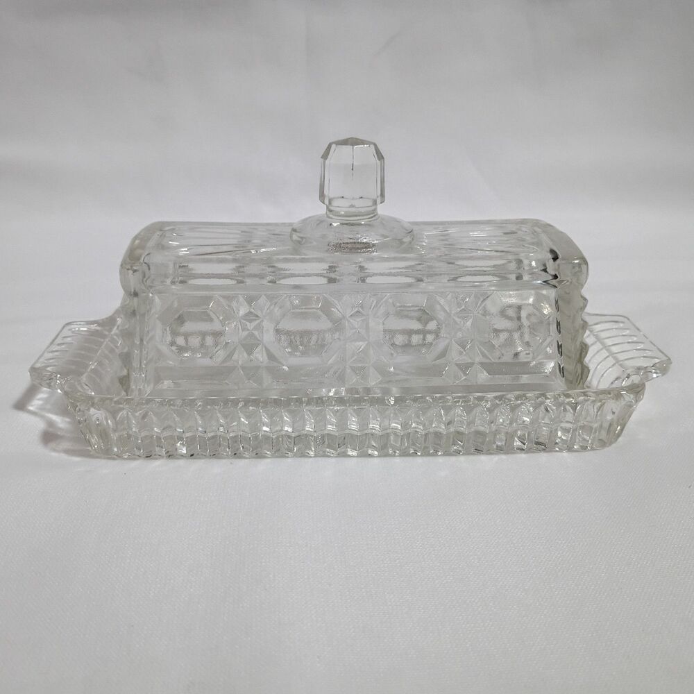 Federal Glass Windsor Pattern Butter Dish Covered No Chips